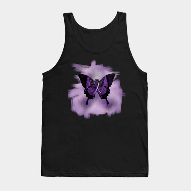 Lupus Awareness Purple Ribbon Butterfly Support Tank Top by tamdevo1